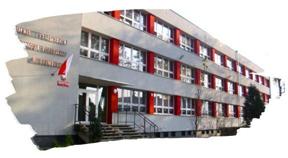 Grafika jest linkiem do strony Szkoły. Zdjęcie budynku szkoły.